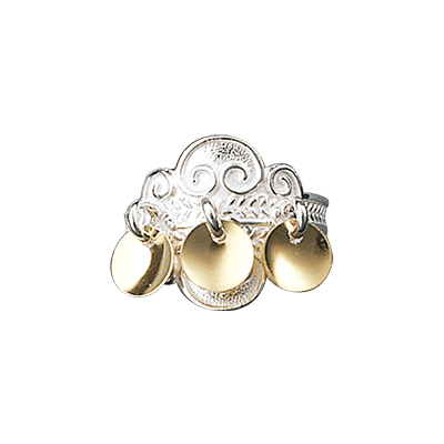 Bunadsring hvit med forgylte løv, hardangerbunad