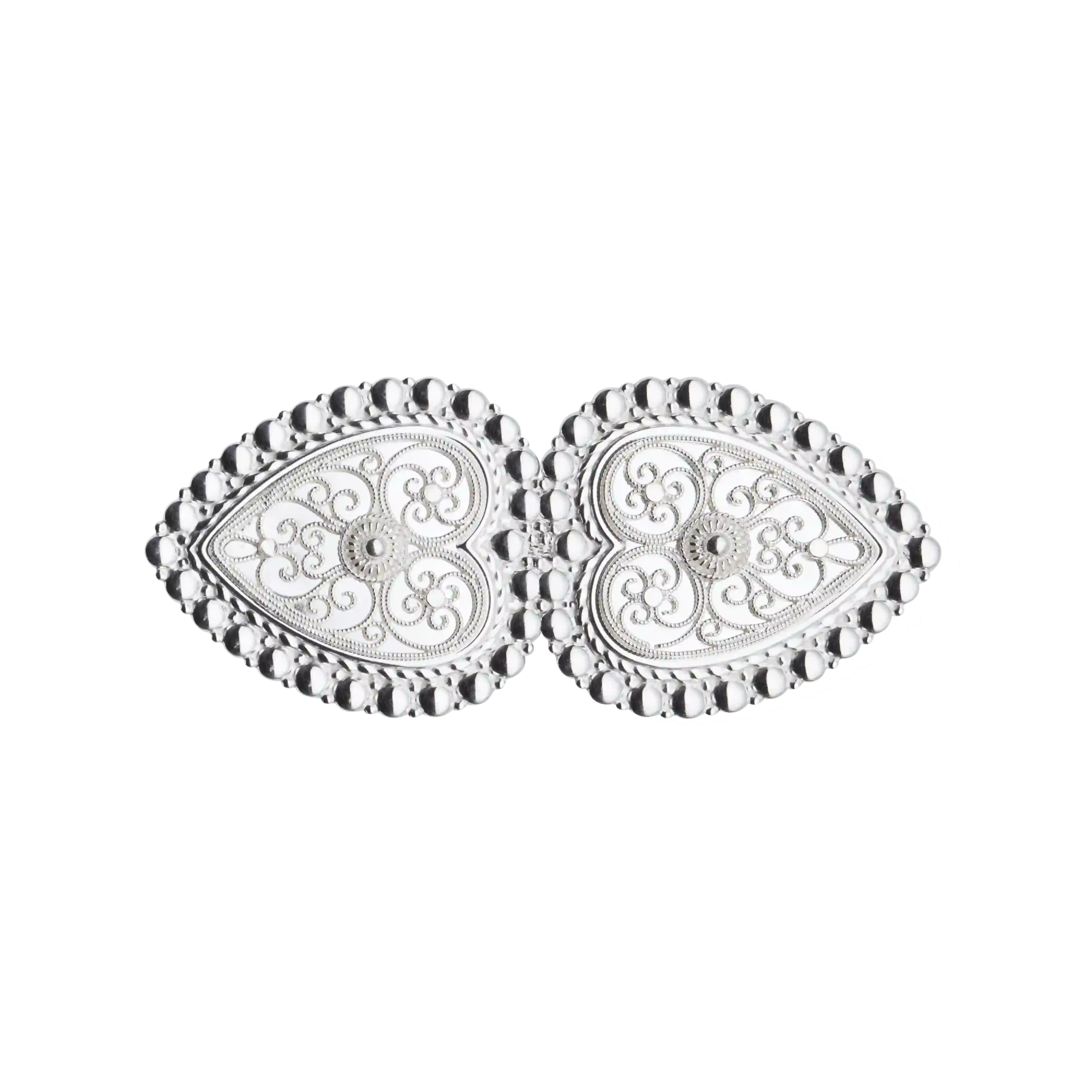 Bunadshårspenne med perlekant og kruser, hardangerbunad