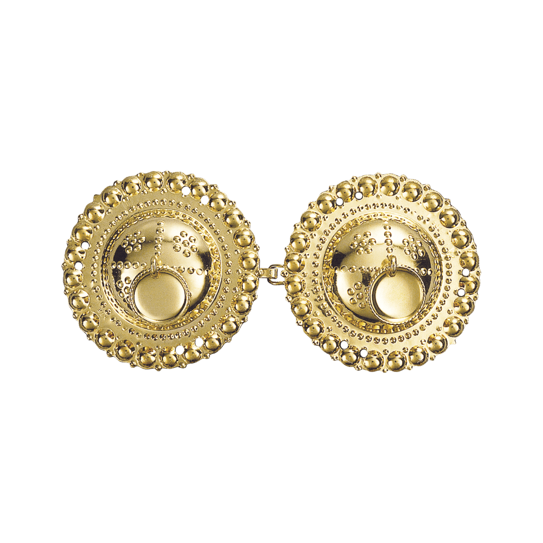 Beltespenne med syhull forgylt, hardangerbunad